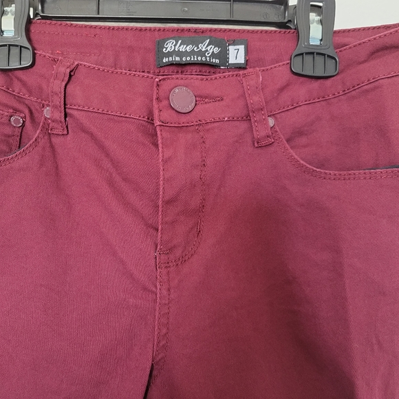 Blue Age Distressed Burgandy/Wine Jeans Size 7 - Picture 3 of 8